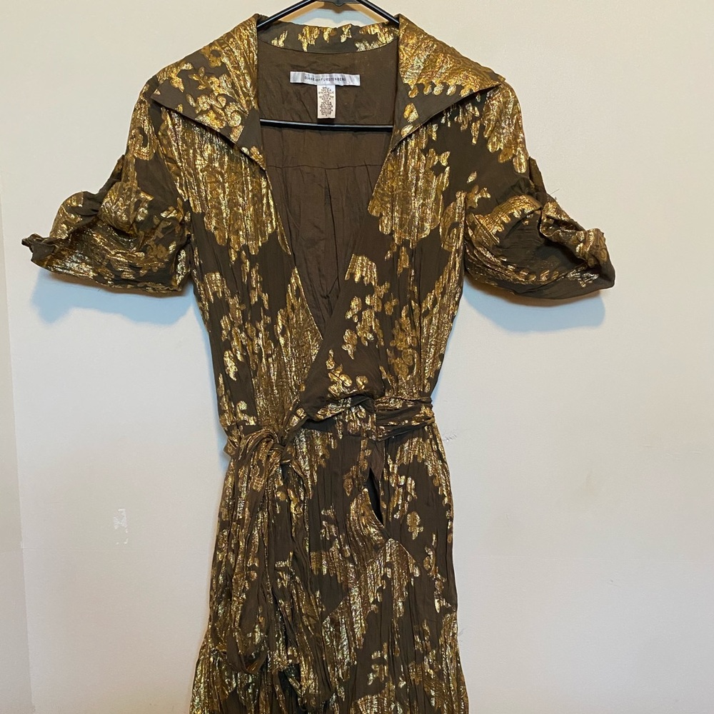 DVF Gold Wrap Dress